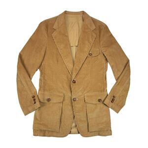 VTG 70s Lee Corduroy Blazer Mens 40L Camel Tan Western Sport Coat Slim Fit